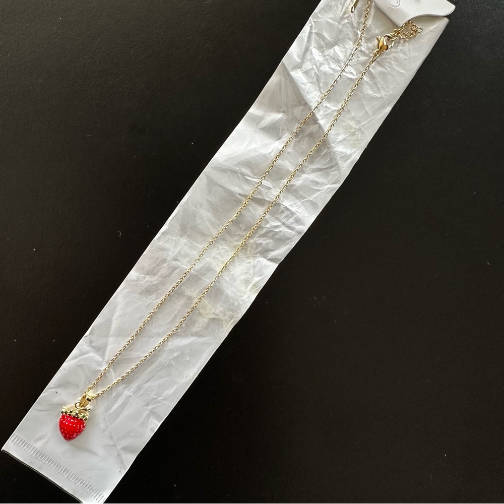 Dainty Strawberry Pendant Necklace